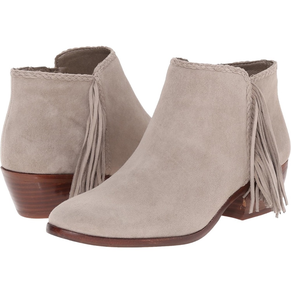 Sam Edelman Paige Zipper Fringe Ankle Bootie in Putty Size 10